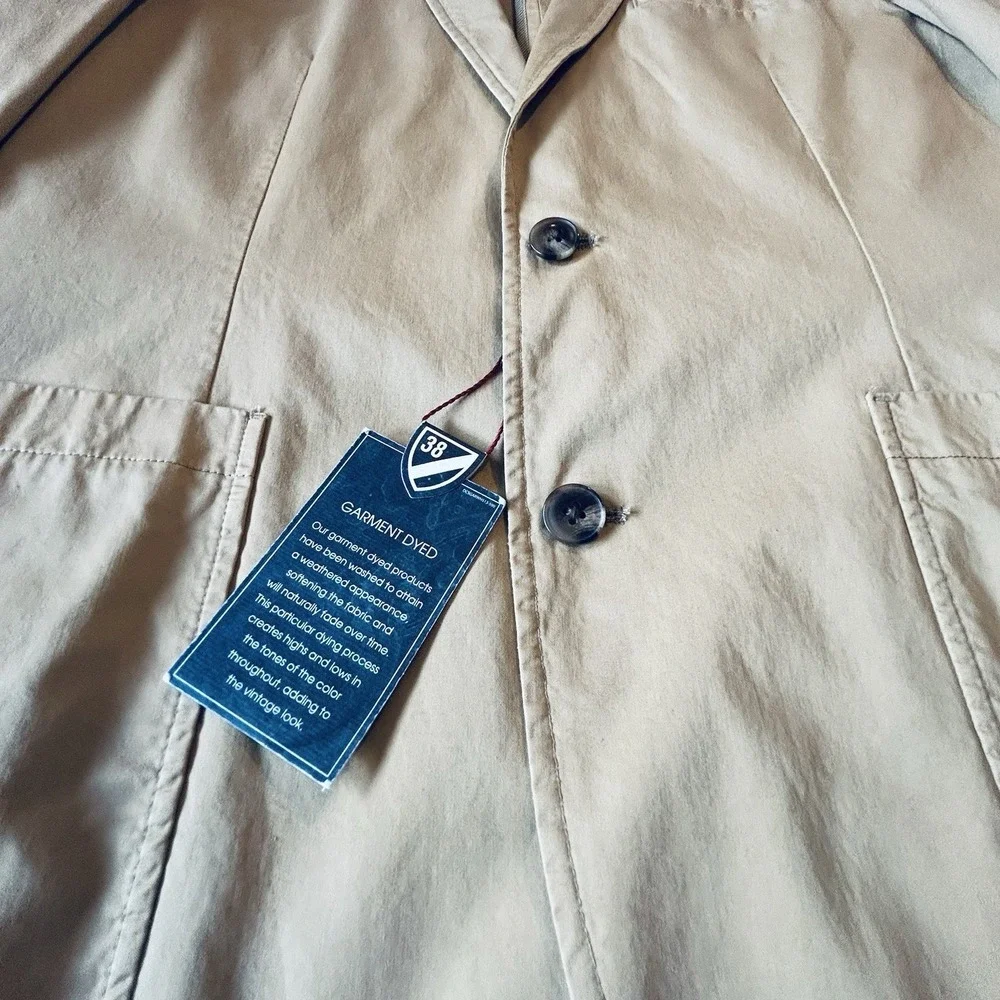 Cremieux Club 38 Mens L Chino Tan Cotton Blazer Sport Coat 2 Button All Season